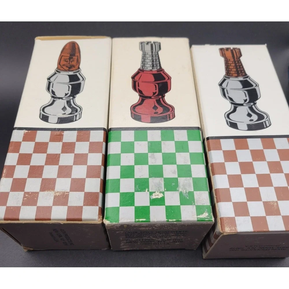 Vintage Avon Chess Piece Bottles Lot of 4 1970s Empty Cologne Gothic Chess Decor